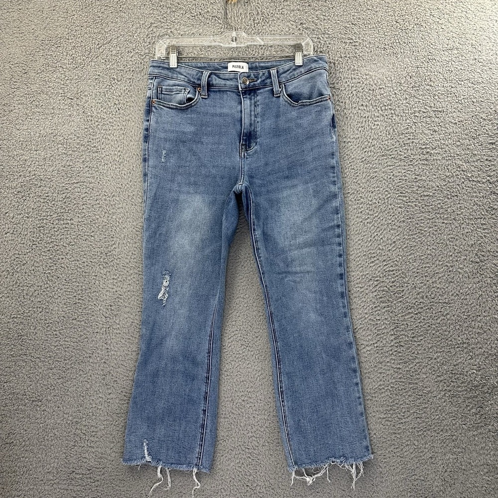 Pistola Lennon High Rise Boot Jeans Zuma Distressed Crop Boho Women 31 x 24.5